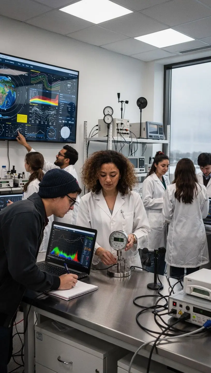 Eine Gruppe von Schülern beobachtet Wolkenformationen im Freien.