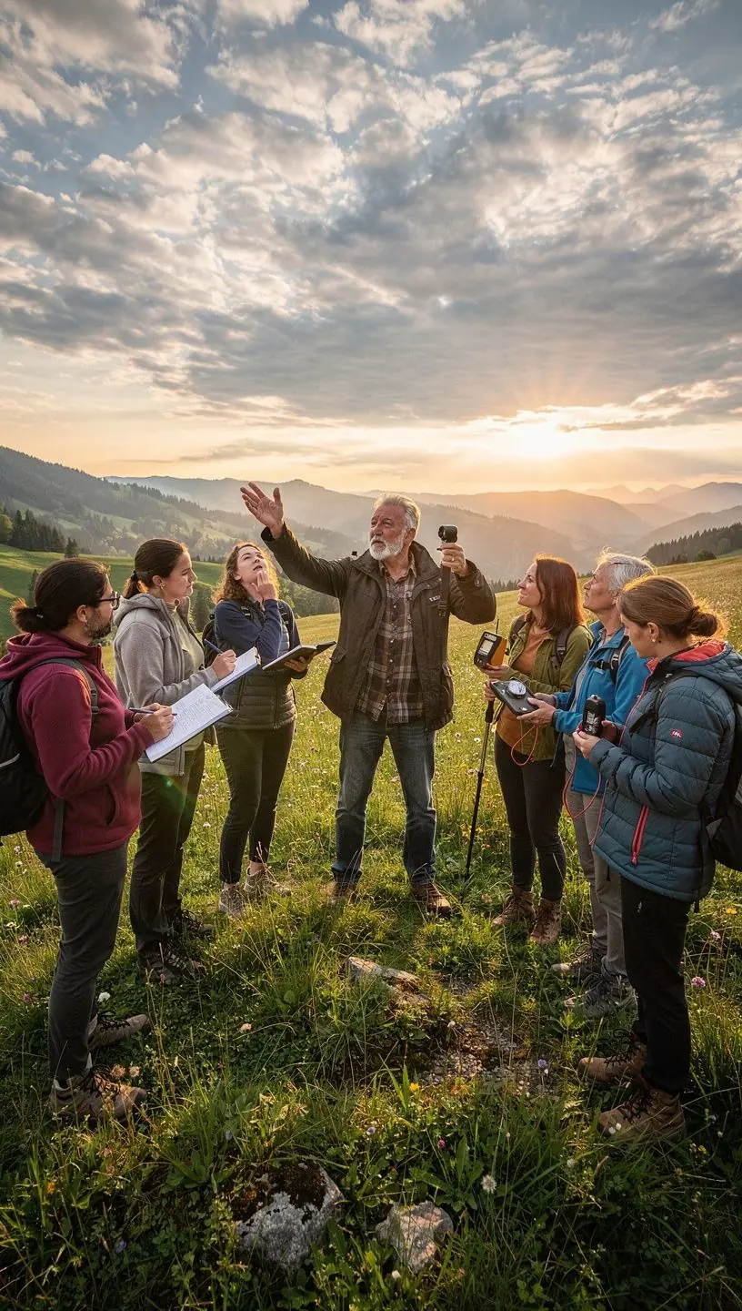 Ein Lehrer erklärt das Wetterphänomen an einer Tafel.