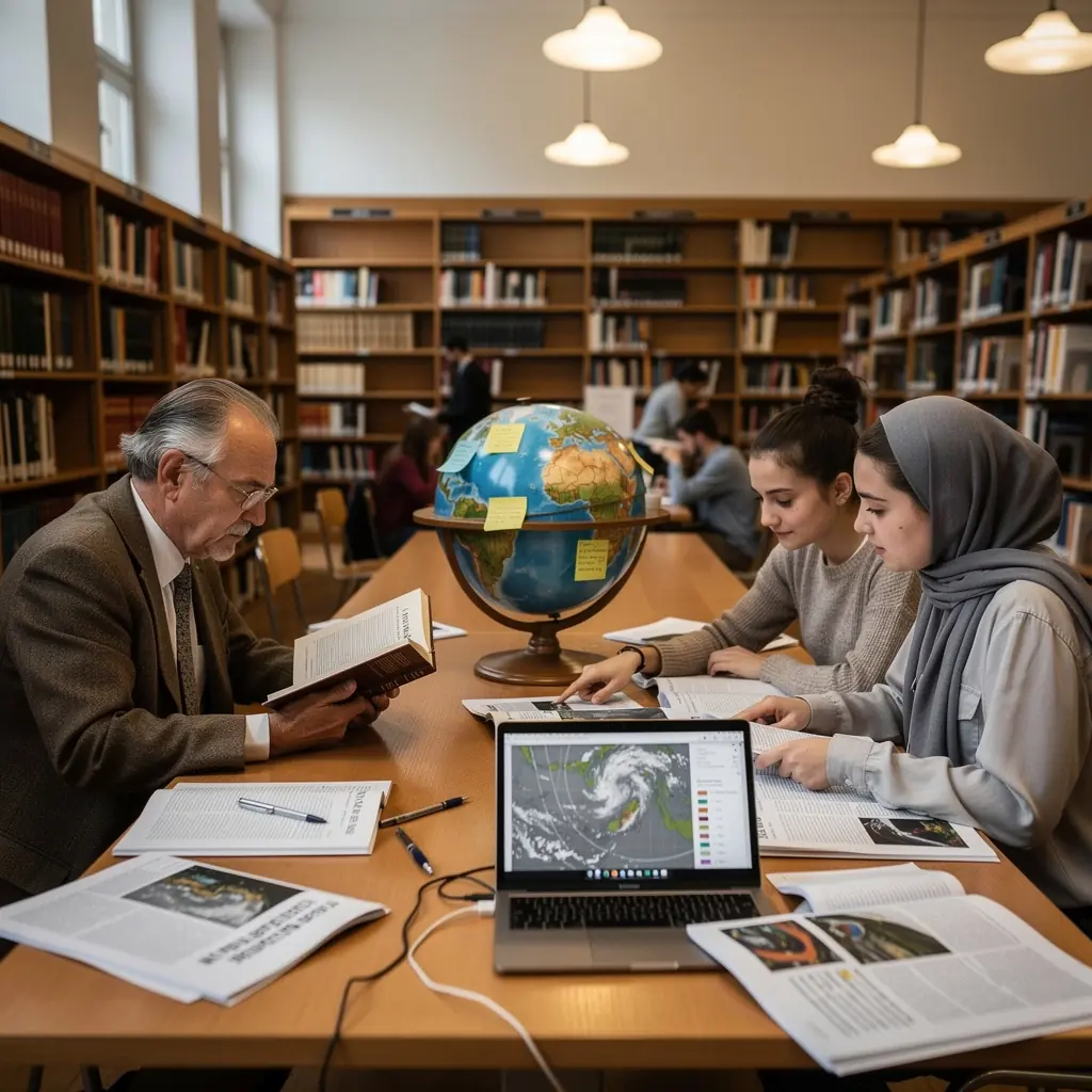 Ein Meteorologe, der vor einem großen Bildschirm mit Wetterdaten und Karten steht und eine Präsentation hält.