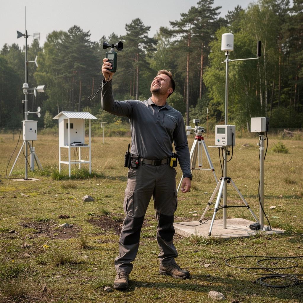 Wissenschaftliche Bücher über Meteorologie auf einem Tisch.